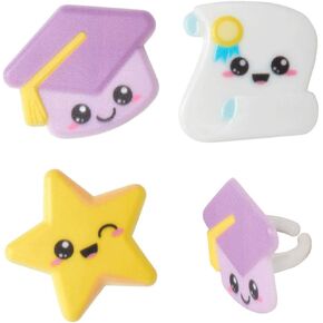 Graduation Characters Cupcake Rings - 24 pc