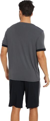 GYS Bamboo Viscose Pajamas for Men Pajamas Set Short Sleeve Sleepwear Top and Shorts Set Soft Pjs Loungewear Set in Saudi Arabia