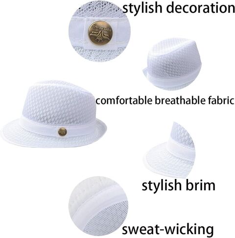 ZffXH 2/6 قطعة قبعة فيدورا للشاطئ ناعمة شبكية قبعة رائعة للحفلات الصيفية قبعة تريلبي سترو بنما للسيدات والرجال والنساء in Kuwait
