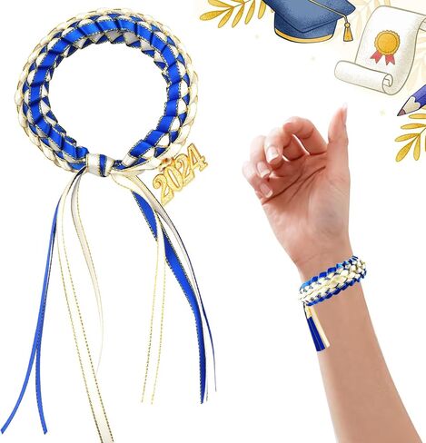 Habbiful Graduation Leis Class of 2024 Ribbon Lei Braided Bracelets for Teacher Students,Graduation Leis Graduation Bracelets for Men and Women,Graduation Gifts Party Supplies in Saudi Arabia