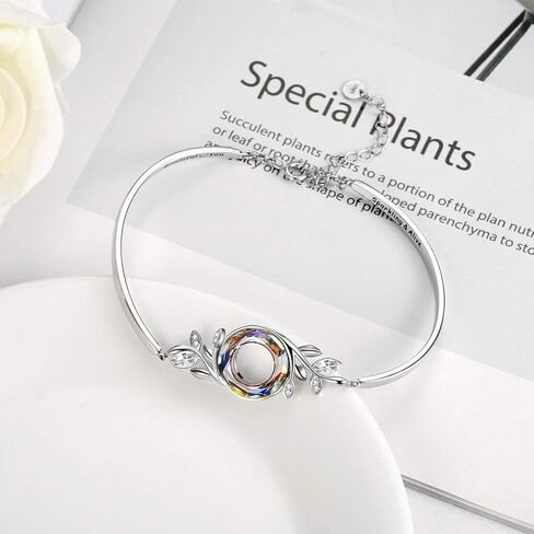 AOBOCO Sterling Silver Bangle Bracelet for Women with Crystal, Inspirational Jewelry Gifts for Her in Saudi Arabia