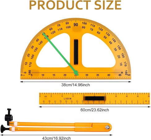 MotiMind 1 Set Large Mathematics Teaching Kit Including 1 Pcs Jumbo Teaching Ruler 1 Pcs Large Protractor 1 Pcs Geometry Compass Big Geometry Measurement Tool for Teacher Classroom Black Board in Saudi Arabia