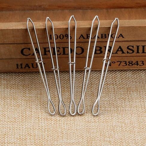 iayokocc مشابك معدنية للخيوط، إبرة بودكين، خيط مرن، مشبك ملاقط ذاتي القفل لحزام الخصر، أداة خياطة خيط يدوية لشريط خيط سلس من خلال حلقة (5 قطع) in Kuwait