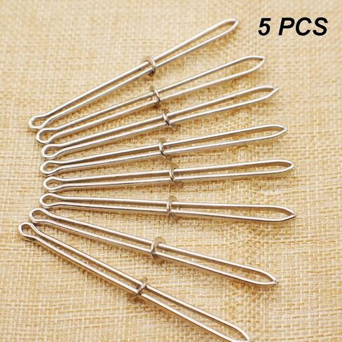 iayokocc مشابك معدنية للخيوط، إبرة بودكين، خيط مرن، مشبك ملاقط ذاتي القفل لحزام الخصر، أداة خياطة خيط يدوية لشريط خيط سلس من خلال حلقة (5 قطع) in Kuwait