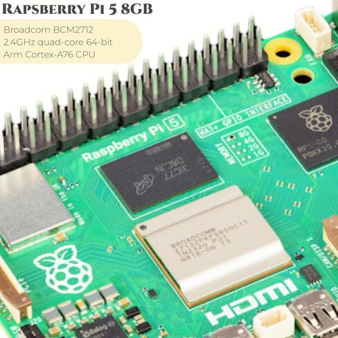 Vemico for Raspberry Pi 5 8GB Starter Kit، مع لوحة Pi 5، بطاقة SD 64 جيجابايت، حافظة Pi 5 مع مبرد نشط، قارئات بطاقات، كابلات HDMI 2X ومصدر طاقة USB C لـ Raspberry Pi5 8 جيجابايت in Kuwait