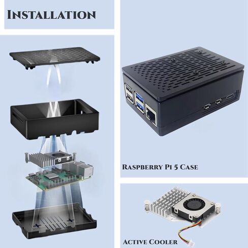 Vemico for Raspberry Pi 5 8GB Starter Kit، مع لوحة Pi 5، بطاقة SD 64 جيجابايت، حافظة Pi 5 مع مبرد نشط، قارئات بطاقات، كابلات HDMI 2X ومصدر طاقة USB C لـ Raspberry Pi5 8 جيجابايت in Kuwait
