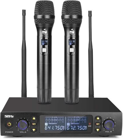 Wireless Microphone, Professional UHF Metal Double Cordless Dynamic Mic Handheld Microphone, Infrared Frequency Pairing Microphone System For Home Karaoke, DJ, Conference, Party, Wedding, Church 200FT in Saudi Arabia