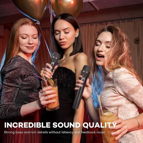 Wireless Microphone, Professional UHF Metal Double Cordless Dynamic Mic Handheld Microphone, Infrared Frequency Pairing Microphone System For Home Karaoke, DJ, Conference, Party, Wedding, Church 200FT in Saudi Arabia