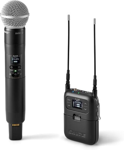 نظام Shure SLXD25/SM58 اللاسلكي الرقمي المحمول مع جهاز إرسال محمول SLXD2 مع ميكروفون صوتي ديناميكي قلبي أسطوري SM58 وجهاز استقبال أحادي القناة SLXD5 | نطاق H55 (514-558 ميجاهرتز) in Saudi Arabia