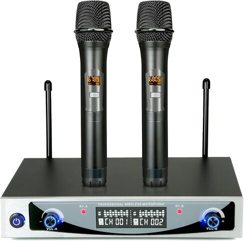 Evsjfna Wireless Microphone System, Metal Wireless Mic Set with Case,Handheld Cordless Dynamic Microphones for Singing, Karaoke, Church,Meeting, DJ,Wedding,Home KTV Set,200ft Range in Saudi Arabia