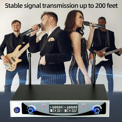 Evsjfna Wireless Microphone System, Metal Wireless Mic Set with Case,Handheld Cordless Dynamic Microphones for Singing, Karaoke, Church,Meeting, DJ,Wedding,Home KTV Set,200ft Range in Saudi Arabia