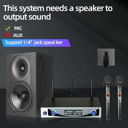 Evsjfna Wireless Microphone System, Metal Wireless Mic Set with Case,Handheld Cordless Dynamic Microphones for Singing, Karaoke, Church,Meeting, DJ,Wedding,Home KTV Set,200ft Range in Saudi Arabia