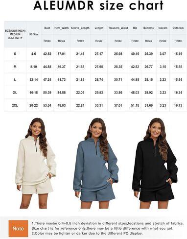 Aleumdr Women 2 Piece Outfits Sweatsuit Half Zip Long Sleeve Sweatshirt Lounge Shorts Tracksuit Set with Pockets in Saudi Arabia