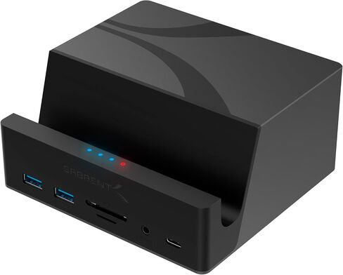 محطة إرساء الكمبيوتر المحمول العالمية SABRENT USB-C، قاعدة توصيل شاشة مزدوجة لأجهزة الكمبيوتر المحمولة وأجهزة Ultrabooks وChromebooks وMacBooks وiPad والأجهزة اللوحية والهواتف الذكية (DS-UICA) in Kuwait
