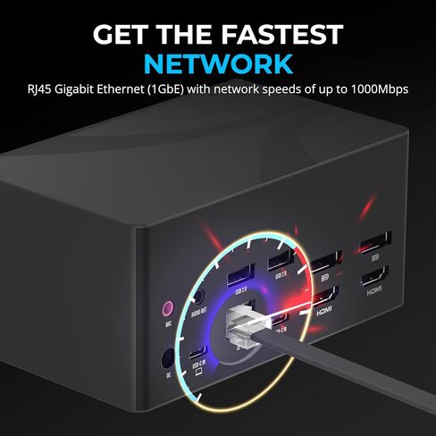 محطة إرساء الكمبيوتر المحمول العالمية SABRENT USB-C، قاعدة توصيل شاشة مزدوجة لأجهزة الكمبيوتر المحمولة وأجهزة Ultrabooks وChromebooks وMacBooks وiPad والأجهزة اللوحية والهواتف الذكية (DS-UICA) in Kuwait