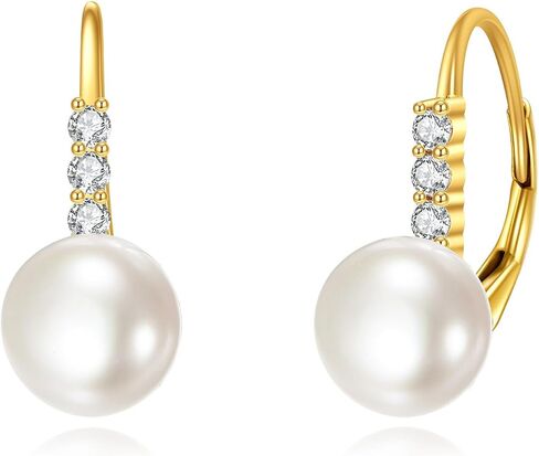 KECHO 14K Gold Freshwater Cultured Pearl Earrings Solid Gold Pearl Cz Stud Earrings Jewelry Gifts for Women Girls in Saudi Arabia
