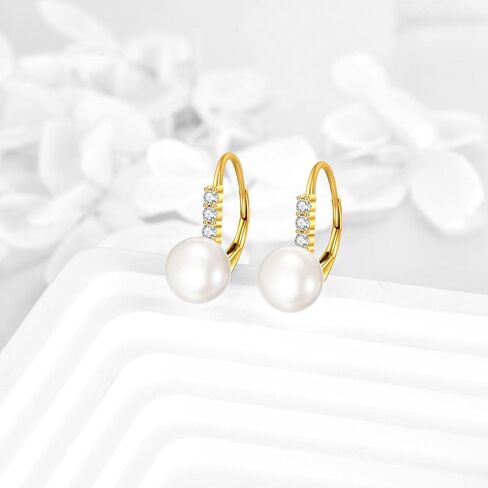 KECHO 14K Gold Freshwater Cultured Pearl Earrings Solid Gold Pearl Cz Stud Earrings Jewelry Gifts for Women Girls in Saudi Arabia