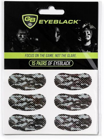 15 Pairs Breathable Eye Strips | Peel & Stick Athletic Eyeblack Stickers for Baseball Football Softball Lacrosse (Black) in Saudi Arabia
