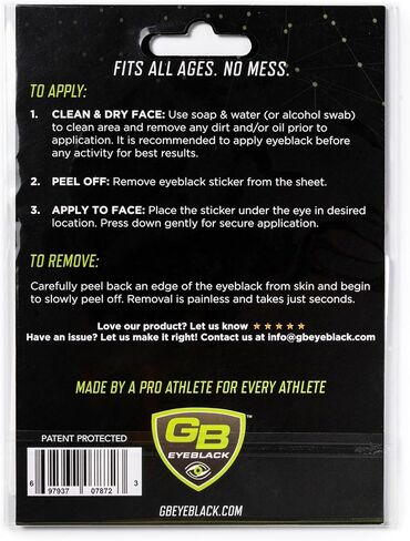 15 Pairs Breathable Eye Strips | Peel & Stick Athletic Eyeblack Stickers for Baseball Football Softball Lacrosse (Black) in Saudi Arabia
