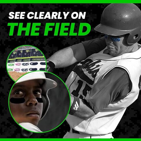 15 Pairs Breathable Eye Strips | Peel & Stick Athletic Eyeblack Stickers for Baseball Football Softball Lacrosse (Black) in Saudi Arabia