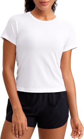 CRZ YOGA Seamless Short Sleeve Shirts for Women Breathable Running Workout Tops Athletic Gym Yoga Basic T-Shirts in Saudi Arabia
