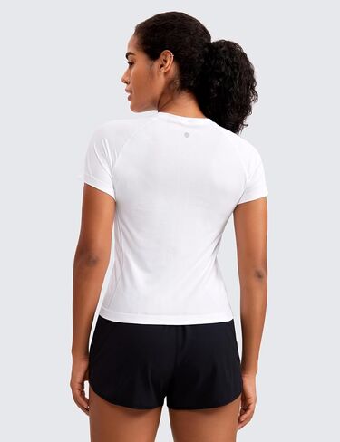 CRZ YOGA Seamless Short Sleeve Shirts for Women Breathable Running Workout Tops Athletic Gym Yoga Basic T-Shirts in Saudi Arabia