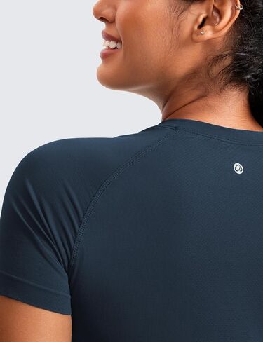 CRZ YOGA Seamless Short Sleeve Shirts for Women Breathable Running Workout Tops Athletic Gym Yoga Basic T-Shirts in Saudi Arabia