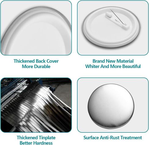 أجزاء شارة الأزرار الفارغة، لوازم صانع الأزرار مقاس 2.25 بوصة، أجزاء الزر الخلفي لآلة صنع الأزرار، مستلزمات صناعة الشارات، مكونات الأزرار (2.25 بوصة - 200 مجموعة) in Kuwait