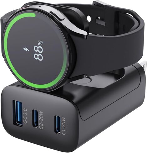 كتلة شحن ساعة Galaxy، شاحن الهاتف الخلوي بقدرة 43 وات، محول تيار متردد بمقبس PD مع 3 منافذ إخراج، USB-A*1، USB-C*2، متوافق مع هواتف/ساعات/سماعات Galaxy، قادر على شحن أجهزة متعددة. in Kuwait