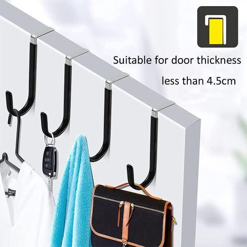مجموعة 10 خطافات فوق الباب، خطافات تنظيم شديدة التحمل، شماعة خطافات فردية لتعليق معاطف المناشف وحقائب الملابس والقبعات، وخطاطيف معدنية ومطاطية سوداء للحمام والمطبخ وغرفة النوم وغرفة المعيشة in Kuwait