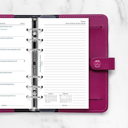 Filofax Calendar Diary Refill, Personal/Compact Size, Week on One Page with Notes, White Paper, Multilingual: Five Languages, 2024 (C68409-24) in Saudi Arabia