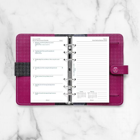 Filofax Calendar Diary Refill, Personal/Compact Size, Week on One Page with Notes, White Paper, Multilingual: Five Languages, 2024 (C68409-24) in Saudi Arabia
