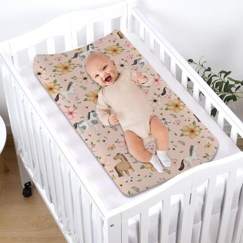 Changing Pad Covers Watercolor Horse Floral Baby Diaper Changing Pad Cover for Boys Girls Soft Breathable Stretch Fitted Diaper Change Table Pad Covers 32''x16'' Green in Saudi Arabia