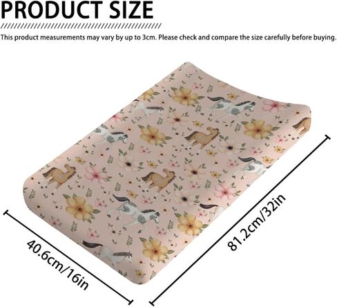 Changing Pad Covers Watercolor Horse Floral Baby Diaper Changing Pad Cover for Boys Girls Soft Breathable Stretch Fitted Diaper Change Table Pad Covers 32''x16'' Green in Saudi Arabia