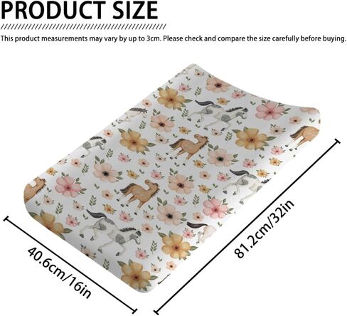 Changing Pad Covers Watercolor Horse Floral Baby Diaper Changing Pad Cover for Boys Girls Soft Breathable Stretch Fitted Diaper Change Table Pad Covers 32''x16'' Green in Saudi Arabia