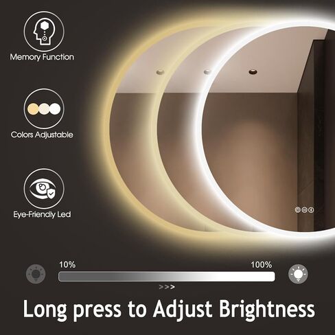 S'bagno 24 x 36 LED-Oval-Bathroom-Mirror with Bluetooth Speaker, Wall-Mounted-Lighted-Mirror, Anti-Fog Dimmable Waterproof Vanity Mirror with Touch Switch with Lights, 3000K/4000K/6500K in Saudi Arabia