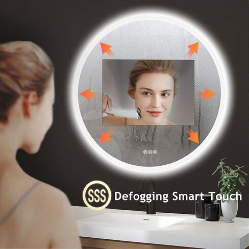 S'bagno 24 x 36 LED-Oval-Bathroom-Mirror with Bluetooth Speaker, Wall-Mounted-Lighted-Mirror, Anti-Fog Dimmable Waterproof Vanity Mirror with Touch Switch with Lights, 3000K/4000K/6500K in Saudi Arabia