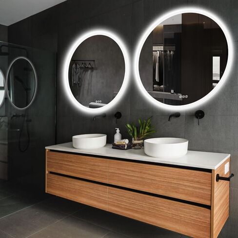 S'bagno 24 x 36 LED-Oval-Bathroom-Mirror with Bluetooth Speaker, Wall-Mounted-Lighted-Mirror, Anti-Fog Dimmable Waterproof Vanity Mirror with Touch Switch with Lights, 3000K/4000K/6500K in Saudi Arabia