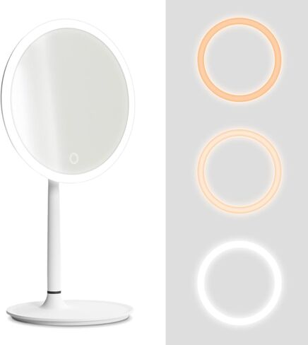 مرآة مكياج مضاءة، مرآة مكياج مقاس 7.5 بوصة مع 3 أضواء ملونة، مرآة مكياج LED، مرآة مستحضرات تجميل احترافية قابلة للتعتيم مع 58 مصباح LED ممتاز، مرآة مكتب واقفة in Kuwait
