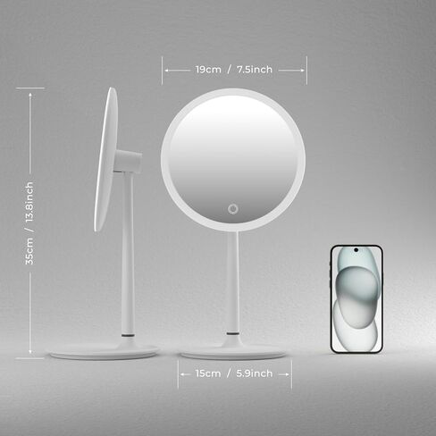 مرآة مكياج مضاءة، مرآة مكياج مقاس 7.5 بوصة مع 3 أضواء ملونة، مرآة مكياج LED، مرآة مستحضرات تجميل احترافية قابلة للتعتيم مع 58 مصباح LED ممتاز، مرآة مكتب واقفة in Kuwait