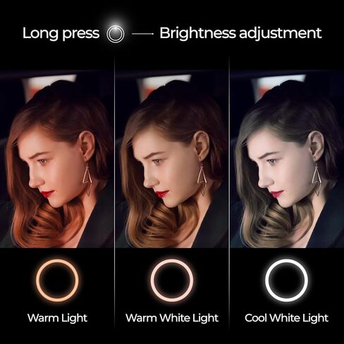 مرآة مكياج مضاءة، مرآة مكياج مقاس 7.5 بوصة مع 3 أضواء ملونة، مرآة مكياج LED، مرآة مستحضرات تجميل احترافية قابلة للتعتيم مع 58 مصباح LED ممتاز، مرآة مكتب واقفة in Kuwait