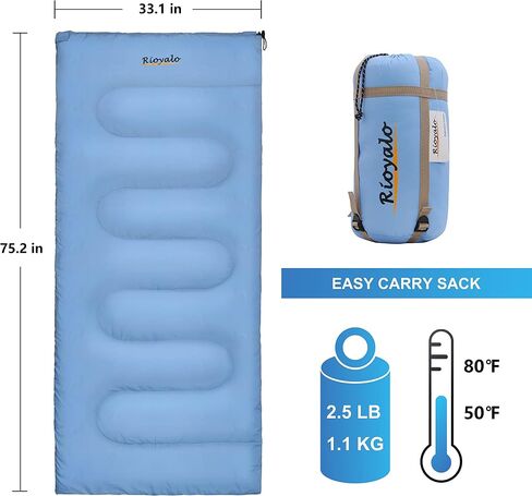 RIOYALO 3 Season Ultralight Backpacking Sleeping Bag | Cool/Warm Weather Lightweight Camping Sleeping Bags for Adult | Compact Hiking Sleeping Bags with Compression Sack in Rectangular - 75 X 33 in in Saudi Arabia