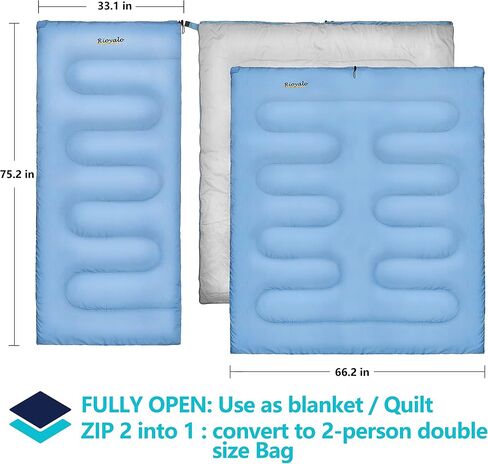 RIOYALO 3 Season Ultralight Backpacking Sleeping Bag | Cool/Warm Weather Lightweight Camping Sleeping Bags for Adult | Compact Hiking Sleeping Bags with Compression Sack in Rectangular - 75 X 33 in in Saudi Arabia
