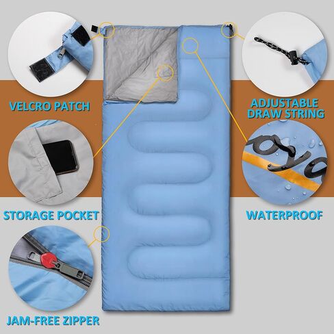 RIOYALO 3 Season Ultralight Backpacking Sleeping Bag | Cool/Warm Weather Lightweight Camping Sleeping Bags for Adult | Compact Hiking Sleeping Bags with Compression Sack in Rectangular - 75 X 33 in in Saudi Arabia