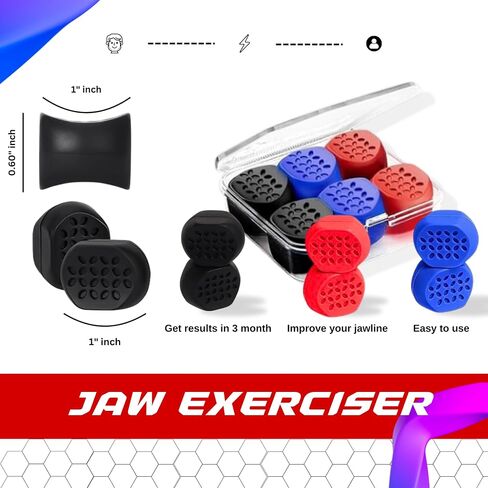 Jaw Exerciser for Men & Women, 3 Levels Silicone Jawline Exerciser, Jaw Trainer & Jaw Strengthener for All Level Users, 6 Pcs Powerful Jawline Trainer & Jawline Shaper in Saudi Arabia