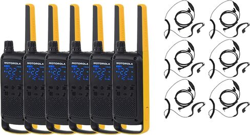 Motorola Talkabout T470 Two Way Radio 6-Pack Walkie Talkies Black/Yellow with PTT Curl Earpieces in Saudi Arabia