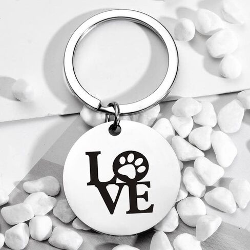 القط الكلب عاشق هدية للنساء الرجال أنا أحب الكلب القط مخلب طباعة سلسلة المفاتيح للحيوانات الاليفة القط الكلب أمي عيد ميلاد هدية عيد الميلاد القط الكلب التذكاري تذكار لمالك الحيوانات الأليفة الهدايا للرجال النساء in Kuwait