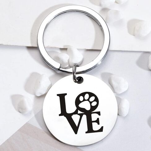 القط الكلب عاشق هدية للنساء الرجال أنا أحب الكلب القط مخلب طباعة سلسلة المفاتيح للحيوانات الاليفة القط الكلب أمي عيد ميلاد هدية عيد الميلاد القط الكلب التذكاري تذكار لمالك الحيوانات الأليفة الهدايا للرجال النساء in Kuwait