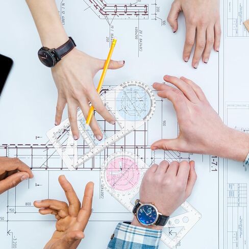 مجموعة مساطر هندسية متعددة الوظائف، 3 قطع استنسل شفاف لرسم مسطرة قياس متعددة الزوايا، مجموعة أدوات مسطرة قياس بلاستيكية للرسم للبالغين من اللوازم المكتبية المدرسية، طراز B in Kuwait