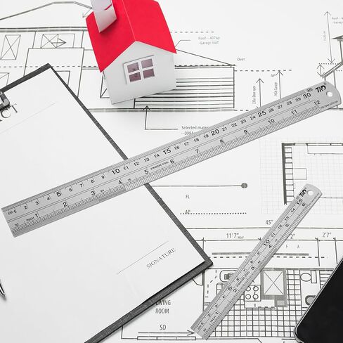 2 حزمة مسطرة معدنية 12 + 6in مساطر من الفولاذ المقاوم للصدأ مسطرة حافة مستقيمة مع سم وبوصة أدوات صياغة مسطرة طويلة مترية لمهندسي مكتب المدرسة الميكانيكيين رسم وقياس الكتاب 30 سم + 15 سم in Saudi Arabia